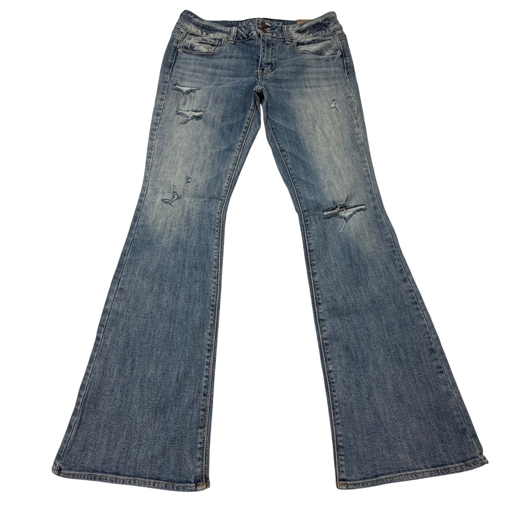 American Eagle Artist Antique Destroyed Flare Jeans Blue 10 Regular NWT Boho